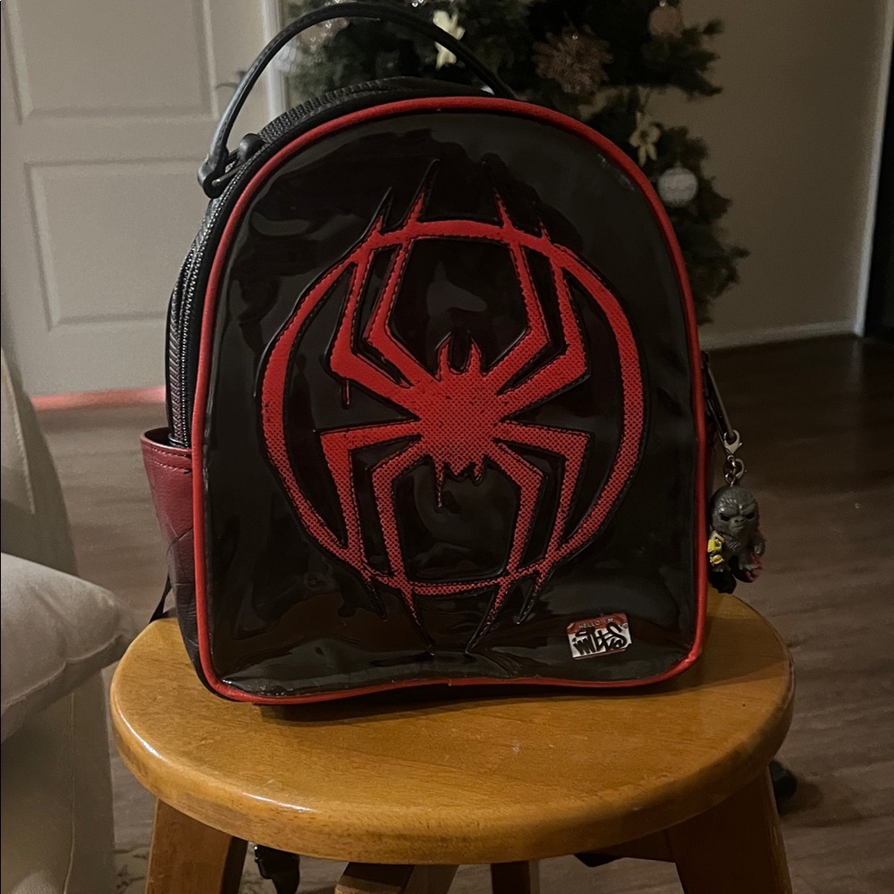 Black and Red Spider Emblem Backpack